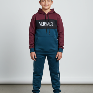 ✨Premium Boys Color Block Hooded Tracksuit | Winter Fleece Hoodie & Jogger Set✨