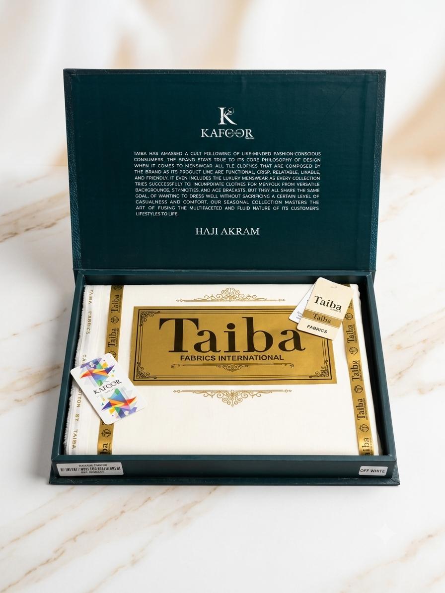 Kafoor by Taiba Fabrics Premium Men's Unstitched Suit | Luxury Fabric Collection | Najma Javaid