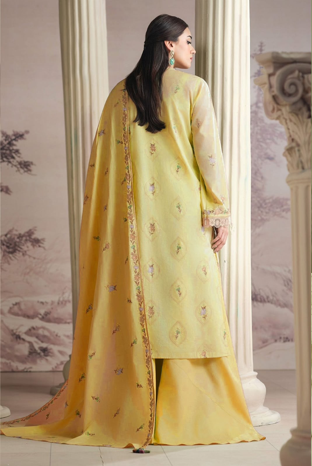 Zarmeen Emaan Premium Embroidered Lawn 3 Piece Unstitched Suit ZE - 903 | Najma Javaid - Image 3