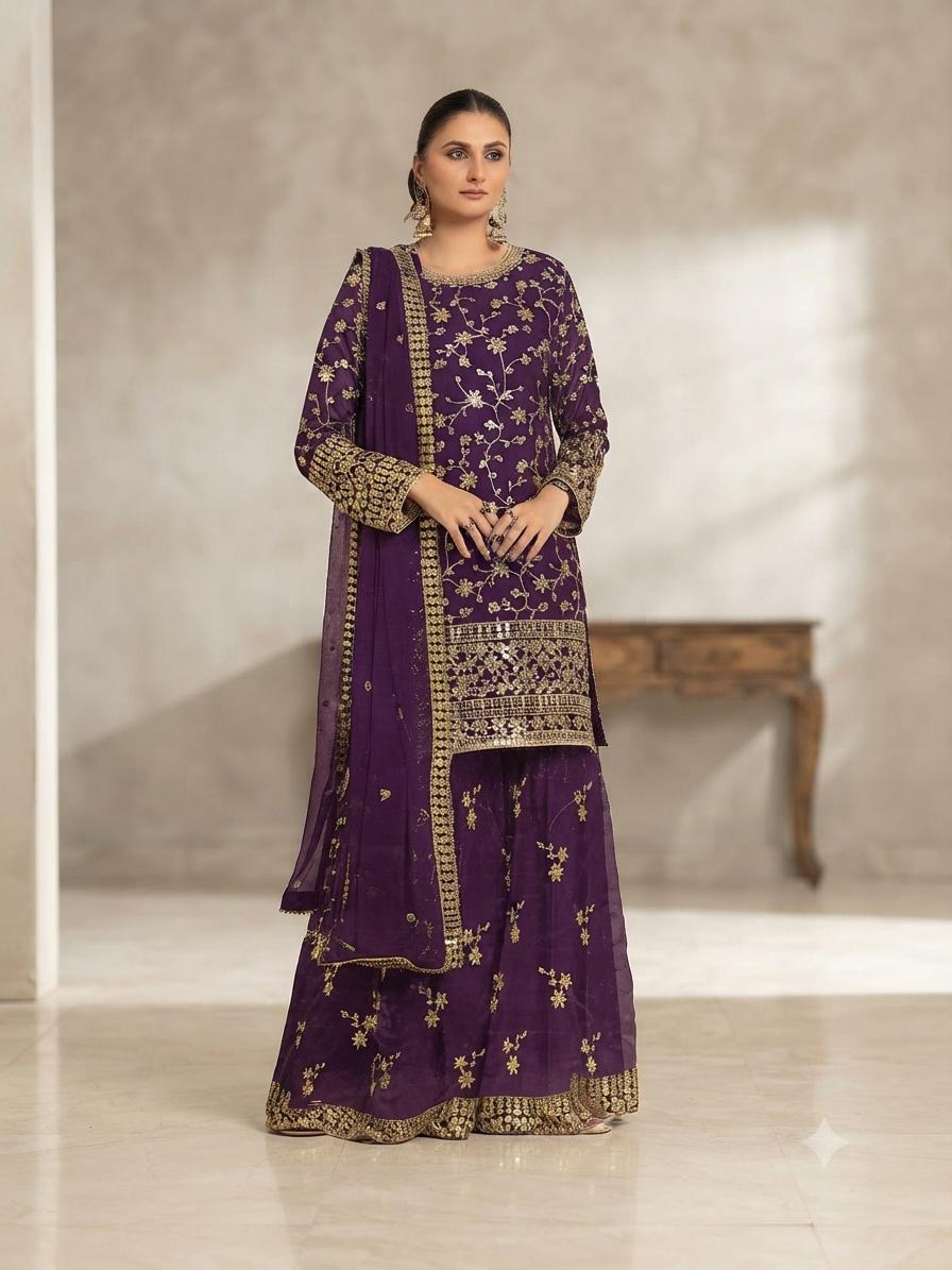 Zarmeen Emaan Premium Embroidered Lawn 3 Piece Unstitched Suit ZE - 663 | Najma Javaid