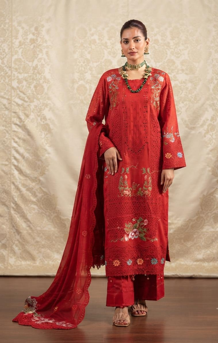 Zarmeen Emaan Premium Embroidered Lawn 3 Piece Unstitched Suit ZE - 637 | Najma Javaid