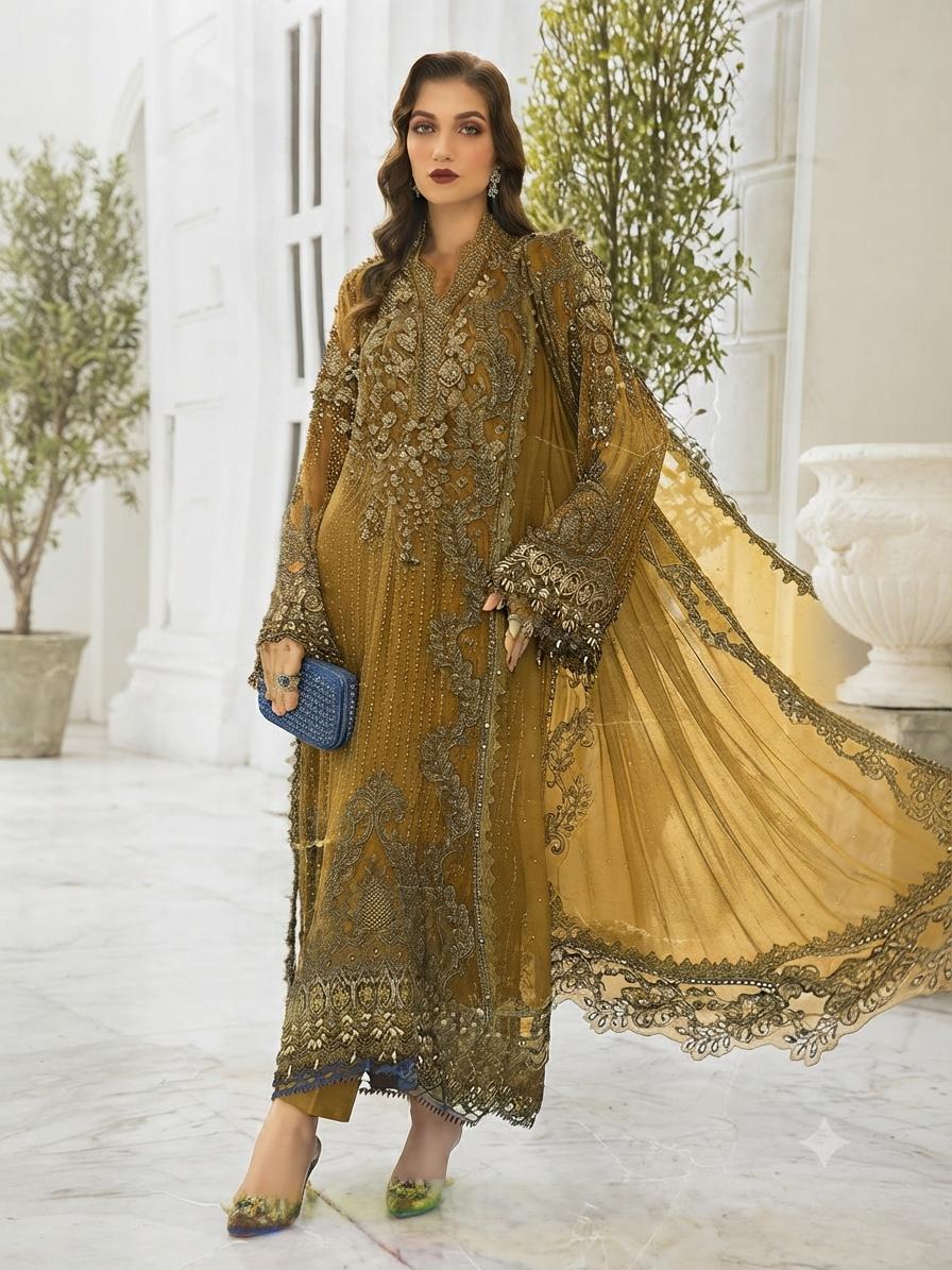 Zarmeen Emaan Premium Embroidered Lawn 3 Piece Unstitched Suit ZE - 755 | Najma Javaid