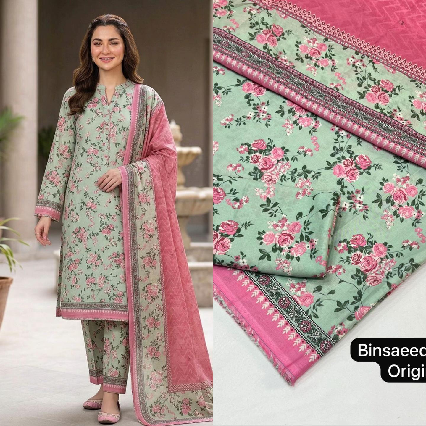 Original Bin Saeed 3 Piece Printed Lawn Suit | Premium Summer Collection