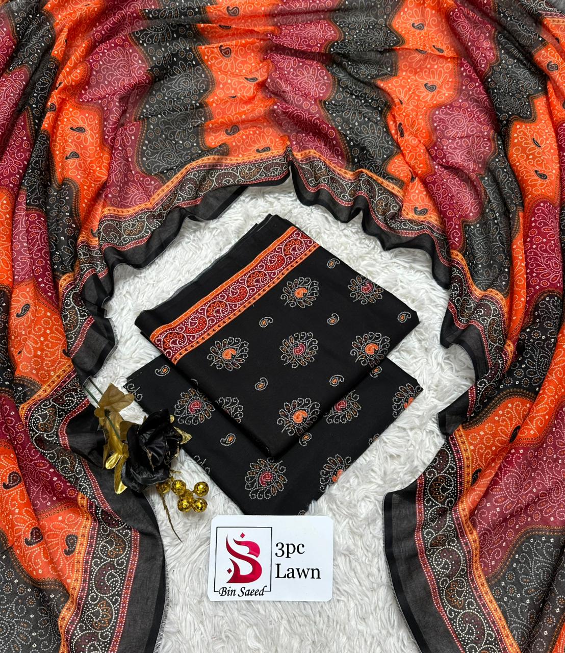 Original Bin Saeed 3 Piece Printed Lawn Suit | Premium Summer Collection