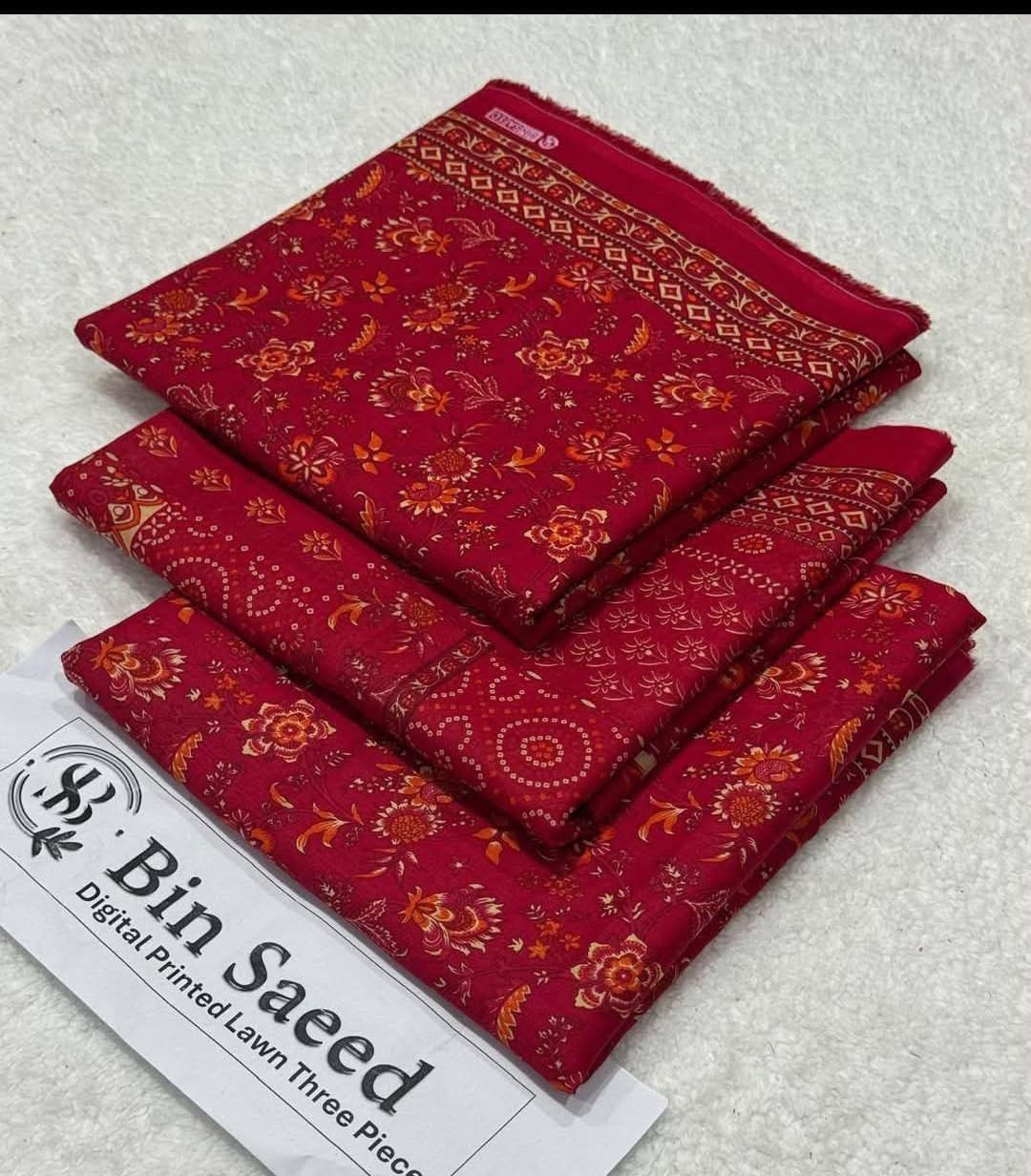 Original Bin Saeed 3 Piece Printed Lawn Suit | Premium Summer Collection
