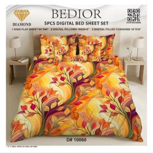 Najma Javaid Bedior 5 Pcs Digital King Size Bed Sheet Set – Premium Soft Digital Printed Bedding Set