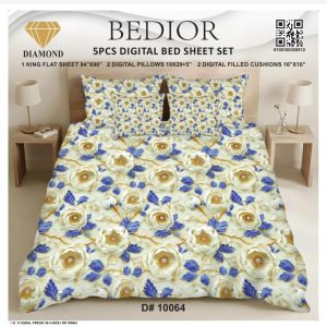 Najma Javaid Bedior 5 Pcs Digital King Size Bed Sheet Set – Premium Soft Digital Printed Bedding Set