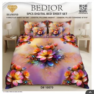 Najma Javaid Bedior 5 Pcs Digital King Size Bed Sheet Set – Premium Soft Digital Printed Bedding Set