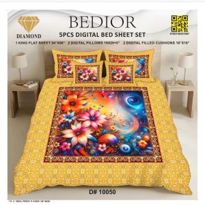 Najma Javaid Bedior 5 Pcs Digital King Size Bed Sheet Set – Premium Soft Digital Printed Bedding Set