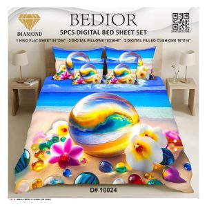 Najma Javaid Bedior 5 Pcs Digital King Size Bed Sheet Set – Premium Soft Digital Printed Bedding Set