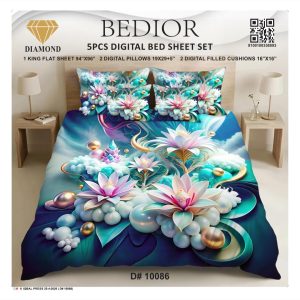 Najma Javaid Bedior 5 Pcs Digital King Size Bed Sheet Set – Premium Soft Digital Printed Bedding Set