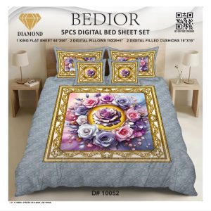 Najma Javaid Bedior 5 Pcs Digital King Size Bed Sheet Set – Premium Soft Digital Printed Bedding Set