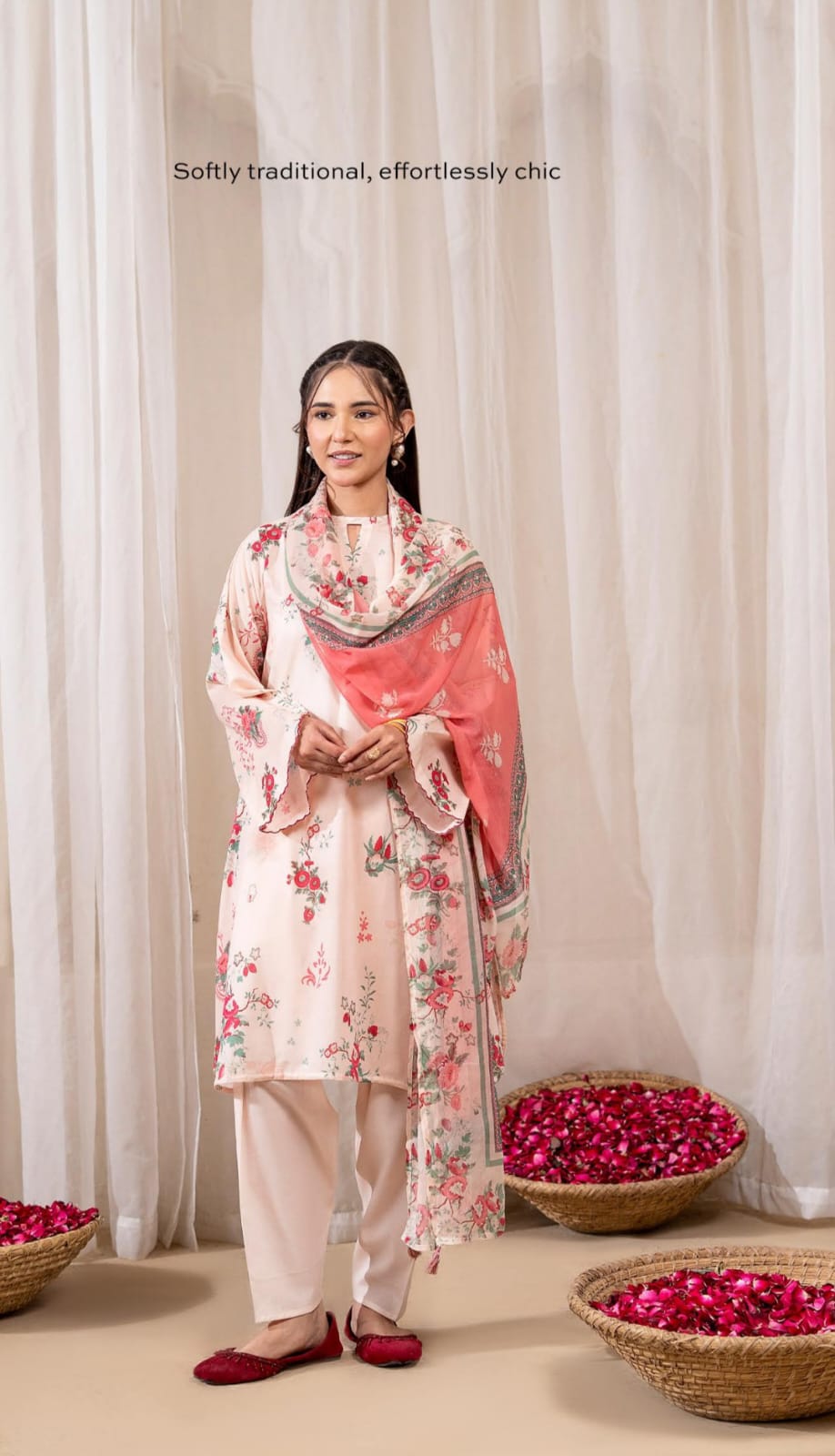 BAAD E SABA by Guljee Arts Printed Lawn 3 Piece with Printed Chiffon Dupatta - Image 2