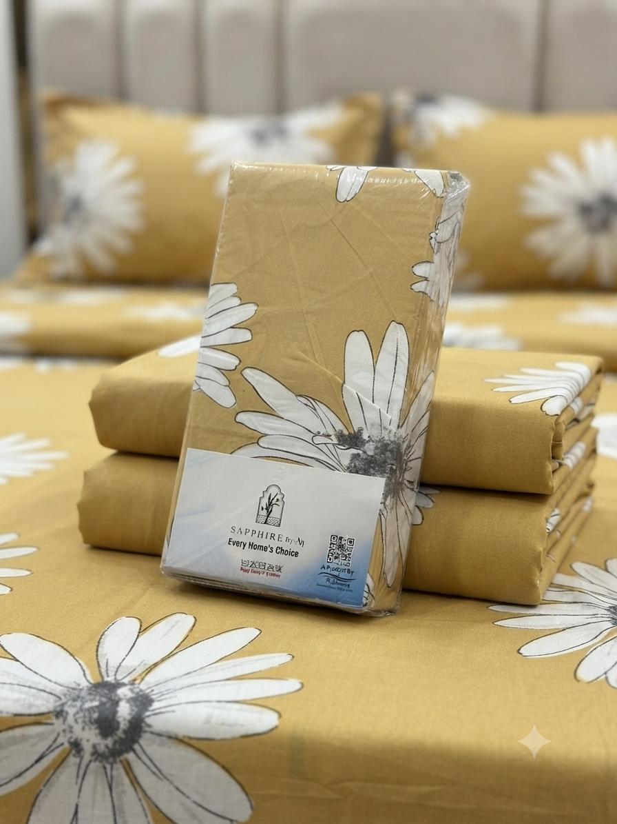 Najma Javaid Premium 3 Piece Bed Sheet Set – Soft Printed Luxury Bedding Set