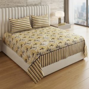 Najma Javaid Premium 3 Piece King Size Bed Sheet Set – Soft Printed King Bedsheet with 2 Pillow Covers