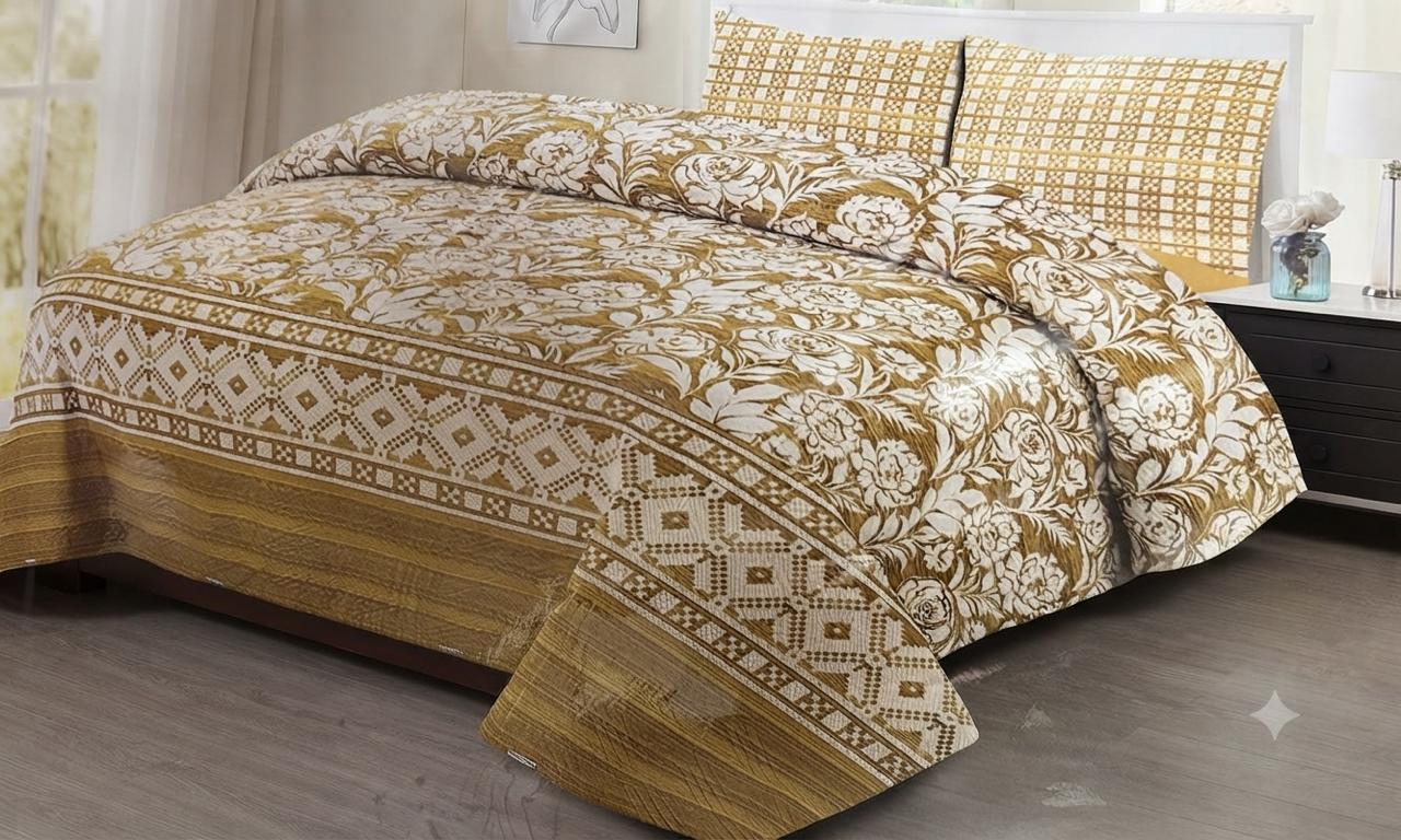 Najma Javaid Premium 3 Piece Bed Sheet Set – Soft Printed Luxury Bedding Set