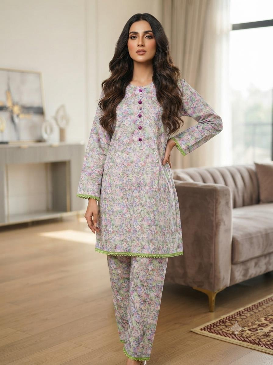 Najma Javaid Premium 2 Piece Stitched Printed Lawn Suit