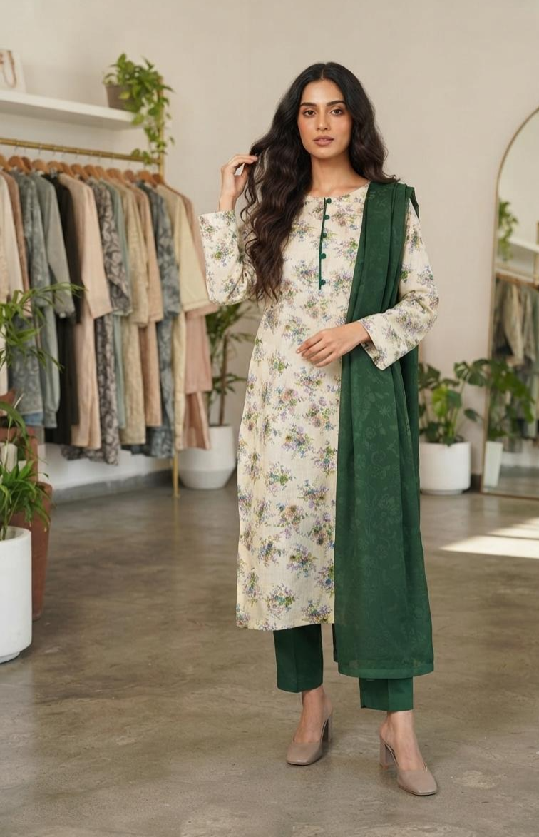 Najma Javaid Premium 3 Piece Stitched Printed Lawn Suit