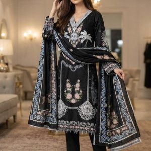 Najma Javaid Premium 3 Piece Stitched Embroidered Lawn Suit