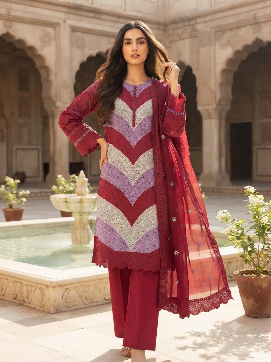 Najma Javaid Premium 3 Piece Stitched Embroidered Lawn Suit