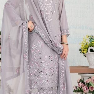 Tawakal Inflorals Fancy Embroidery Lawn with Chiffon Dupatta 3 Piece Unstitched