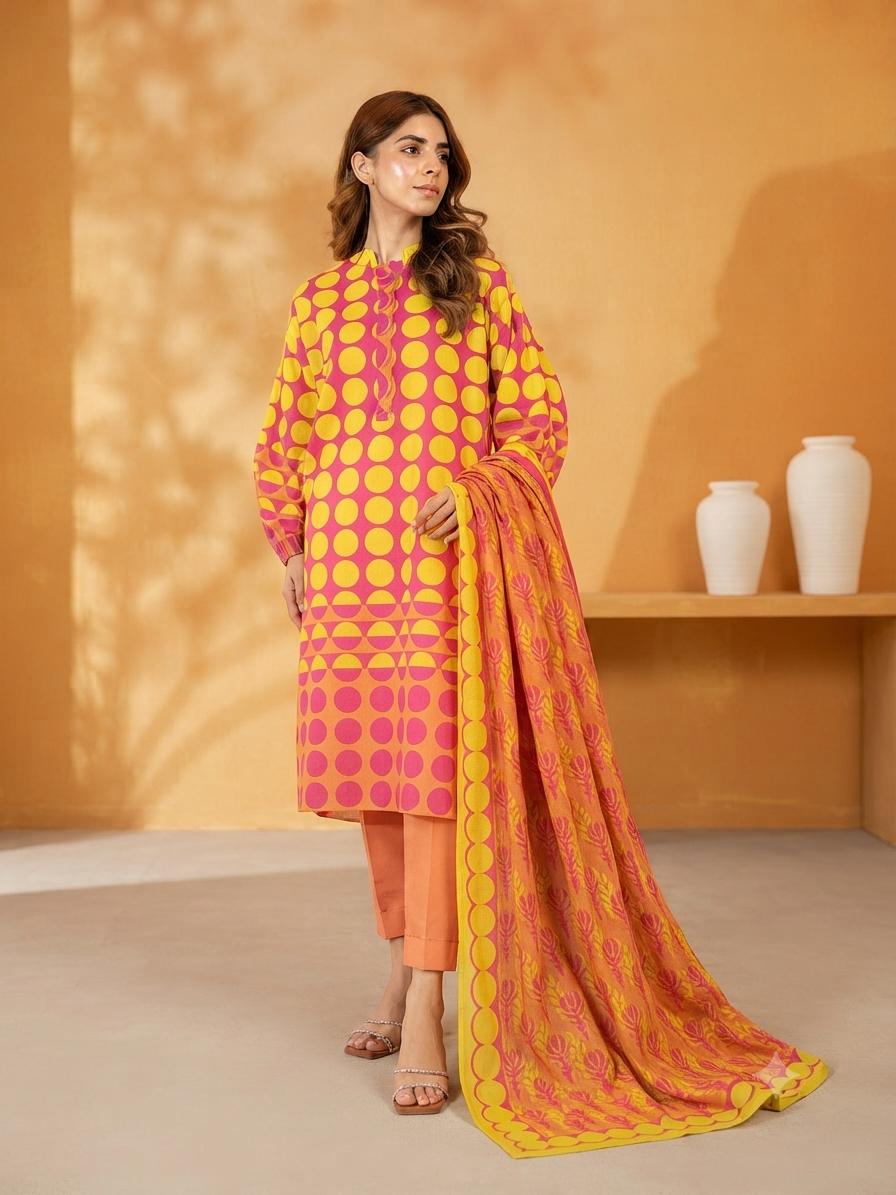 Alkaram Printed Lawn Suit with Printed Dupatta 3 Piece Unstitched