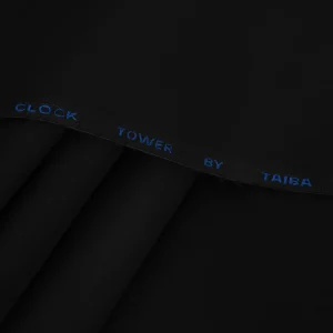 Clock Tower Black – Premium Cotton Unstitched Suit (4.5 Meter)