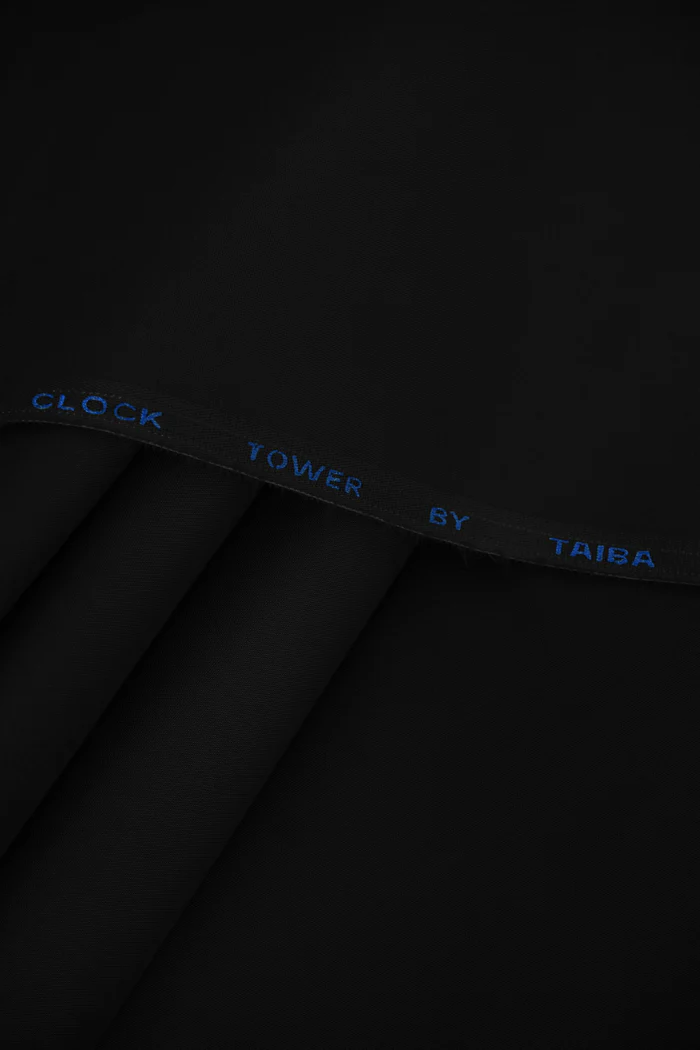 Clock Tower Black – Premium Cotton Unstitched Suit (4.5 Meter)