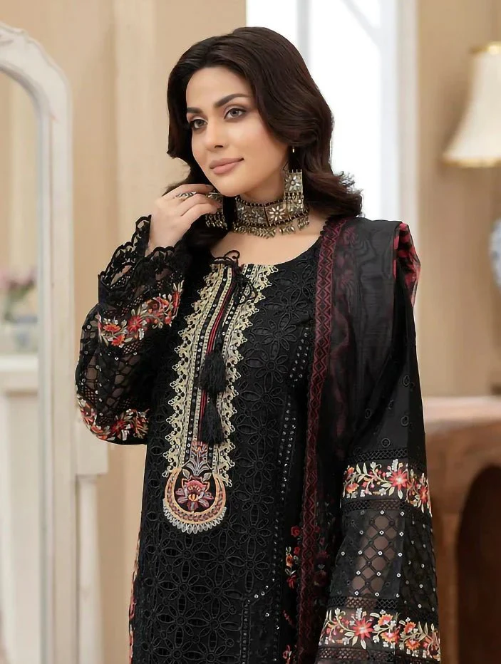 Zarmeen Emaan Premium Embroidered Lawn 3 Piece Unstitched Suit ZE-749 | Najma Javaid - Image 2