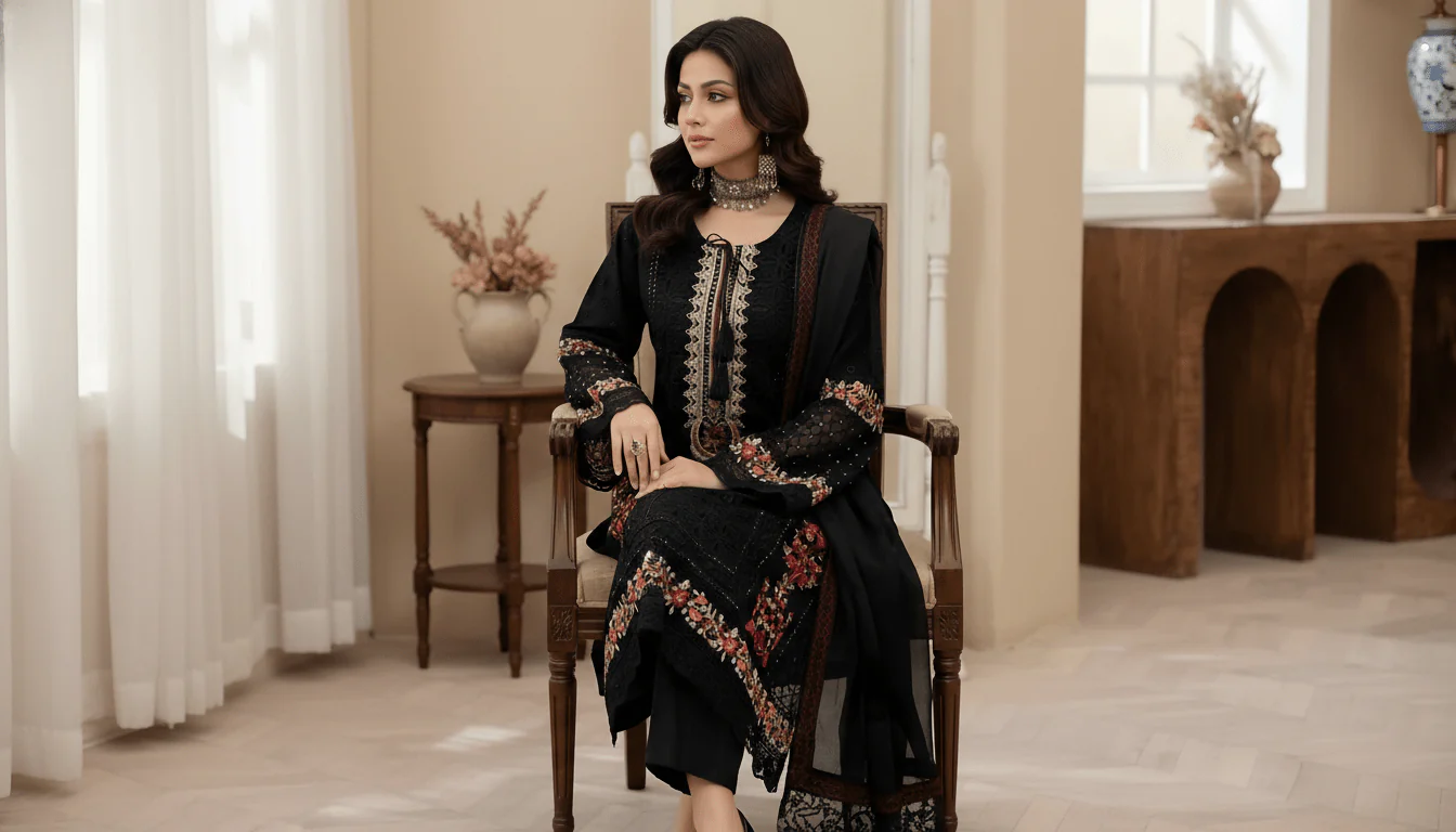 Zarmeen Emaan Premium Embroidered Lawn 3 Piece Unstitched Suit ZE-749 | Najma Javaid - Image 4