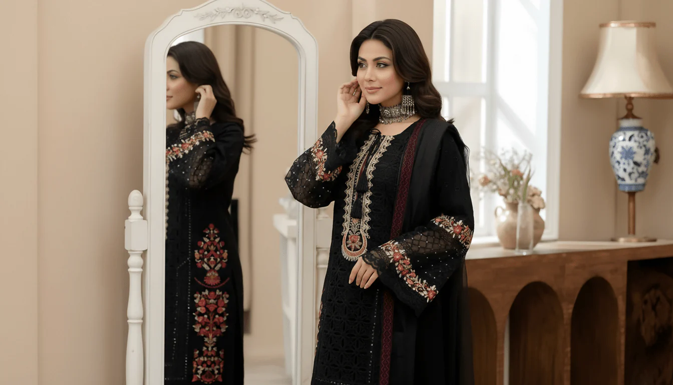 Zarmeen Emaan Premium Embroidered Lawn 3 Piece Unstitched Suit ZE-749 | Najma Javaid - Image 3