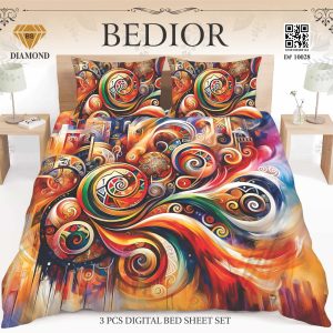 Najma Javaid Bedior 3Piece Diamond Digital King Size Bed Sheet Set
