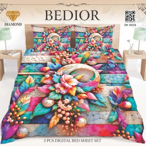 Najma Javaid Bedior 3Piece Diamond Digital King Size Bed Sheet Set