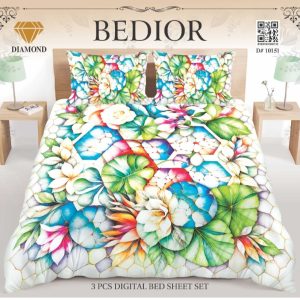 Najma Javaid Bedior 3Piece Diamond Digital King Size Bed Sheet Set