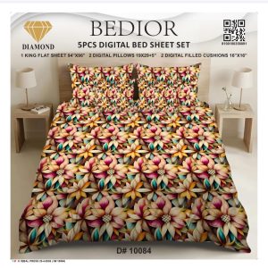 Najma Javaid Bedior 5 Pcs Digital King Size Bed Sheet Set – Premium Soft Digital Printed Bedding Set