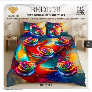 Najma Javaid Bedior 5 Pcs Digital King Size Bed Sheet Set – Premium Soft Digital Printed Bedding Set