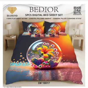 Najma Javaid Bedior 5 Pcs Digital King Size Bed Sheet Set – Premium Soft Digital Printed Bedding Set