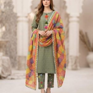 Premium 3 Piece Stitched Embroidered Lawn Suit for Women