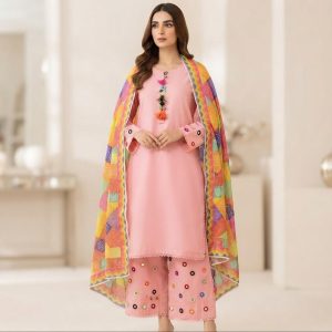 Premium 3 Piece Stitched Embroidered Lawn Suit for Women