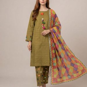 Premium 3 Piece Stitched Embroidered Lawn Suit for Women