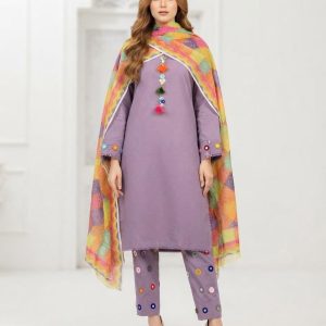 Premium 3 Piece Stitched Embroidered Lawn Suit for Women
