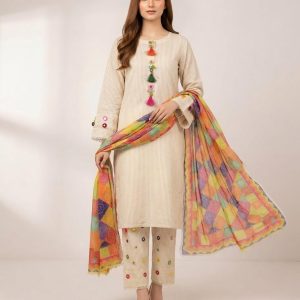Premium 3 Piece Stitched Embroidered Lawn Suit for Women