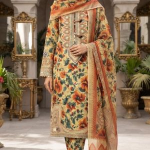 Premium 3 Piece Stitched Embroidered Lawn Suit for Women