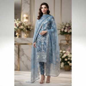 Premium 3 Piece Stitched Embroidered Lawn Suit for Women