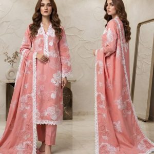 Premium 3 Piece Stitched Embroidered Lawn Suit for Women