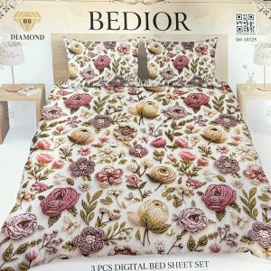 Diamond Crystal 3D Digital Printed King Size Bed Sheet