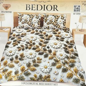 Diamond Crystal 3D Digital Printed King Size Bed Sheet