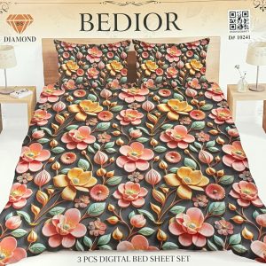 Diamond Crystal 3D Digital Printed King Size Bed Sheet