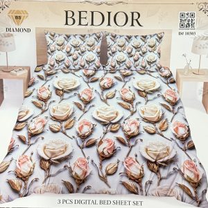 Diamond Crystal 3D Digital Printed King Size Bed Sheet
