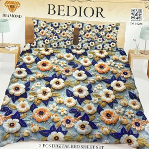 Diamond Crystal 3D Digital Printed King Size Bed Sheet